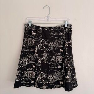 Y2K BLACK MY MICHELLE PARIS ALL OVER PRINT‎ MIDI SKIRT